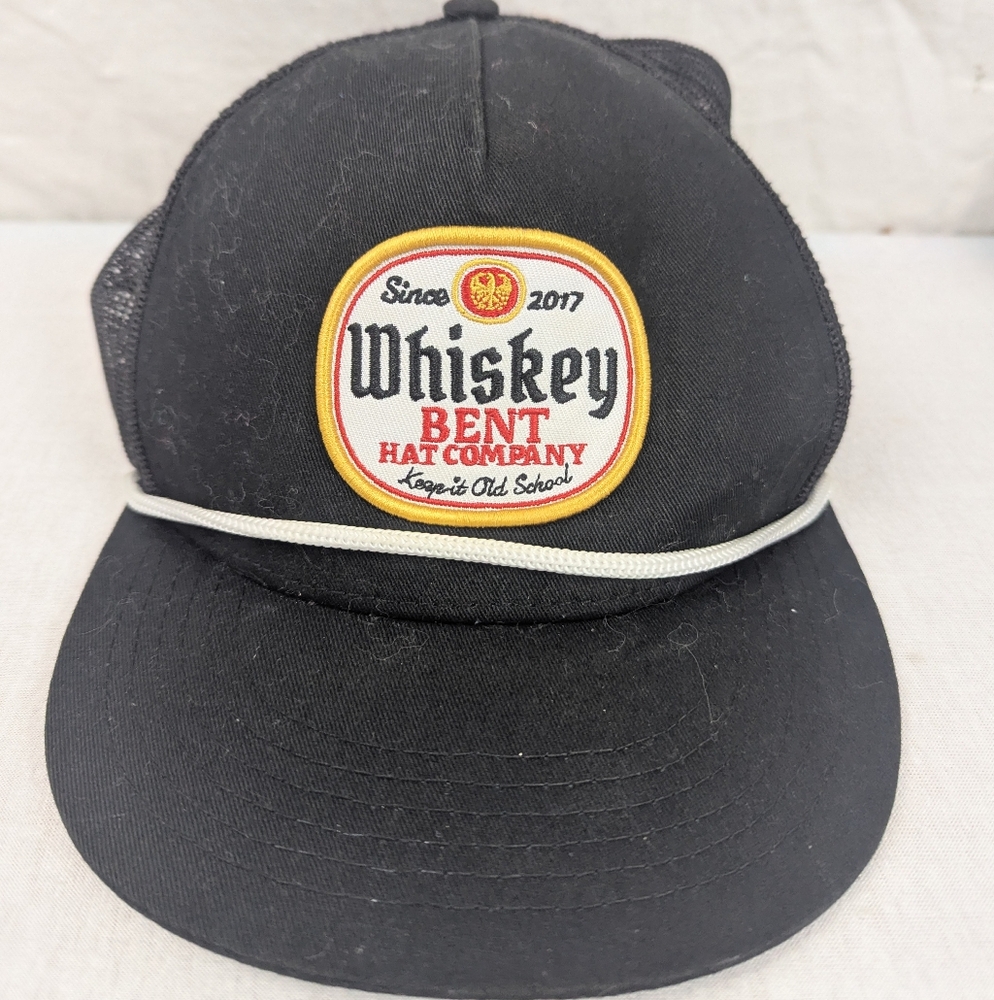 Whiskey Bent Hat Company Embroidered Patch Black Label Trucker Snapback Rope Cap